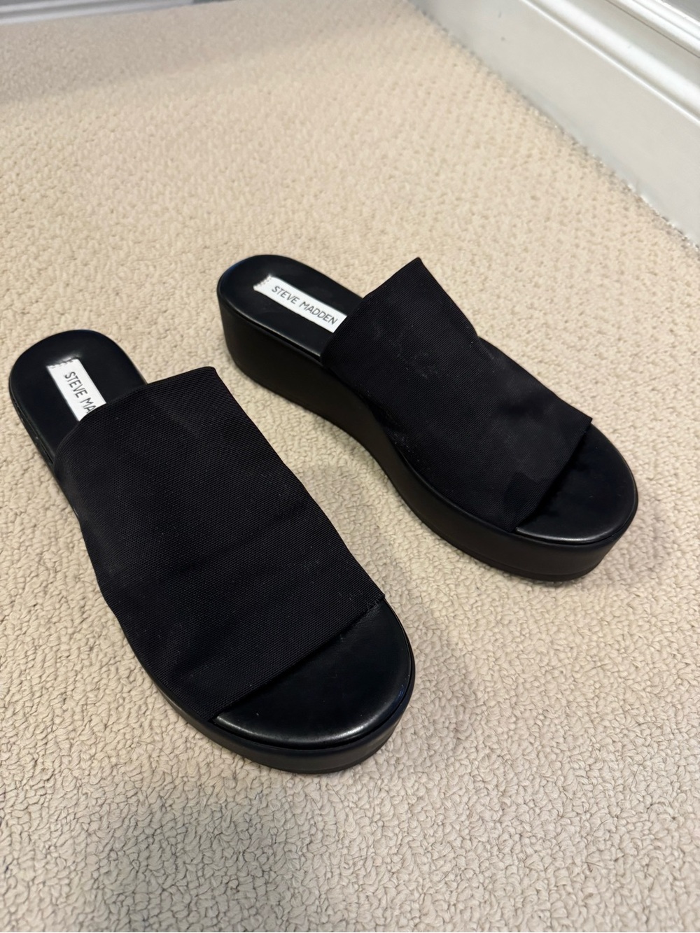 Steve Madden Black Platform Slip-On Mules